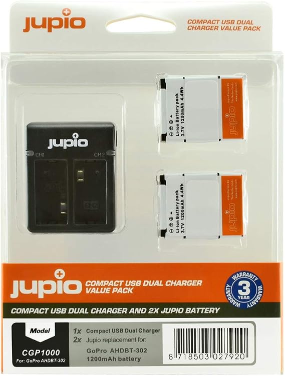 Jupio Digital Camera Replacement Battery for GoPro, Grey (CGP0010)