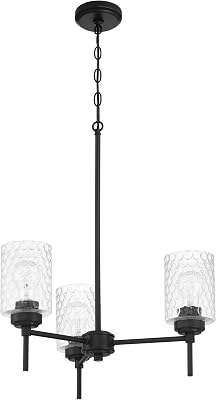 Craftmade 60523-FB Claire Chandelier, 3 E26 Sockets, Flat Black Bulbs NOT Included