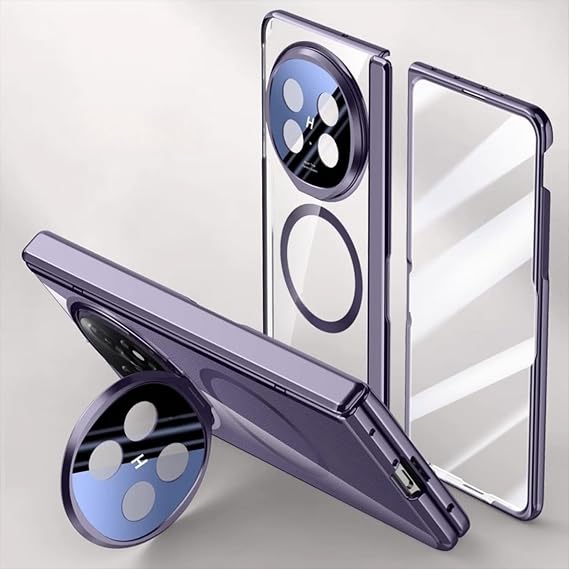 Case for Oppo Find N5, Hinge Protector, Lightweight and Ultra-Thin Transparent Magnetic Case, Built-in Screen Protector Film and Stand (for Find N5,Purple)