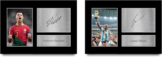 HWC Trading Ronaldo & Messi Gifts Printed Signed Autograph Picture for Football Fans and Supporters - A4