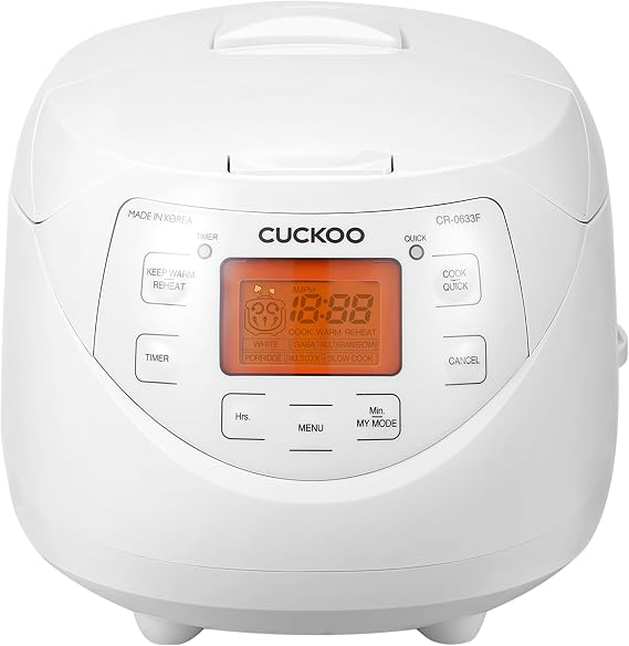 CUCKOO Micom Fuzzy Logic Rice Cooker, 12-Cup Cooked, White, CR-0633F