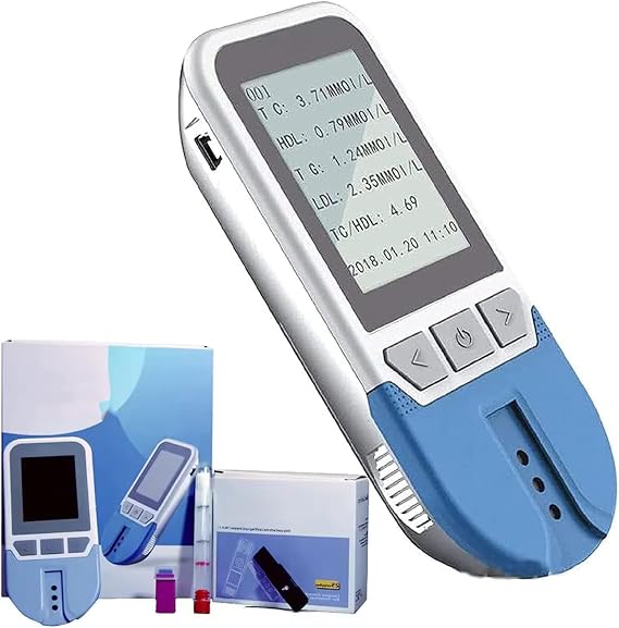 Cholesterol Test Meter, 5 In 1 TC TG HDL LDL with 25 Test Strips, 500 Data Storage, Quick Results, Home Use Lipid Analyzer