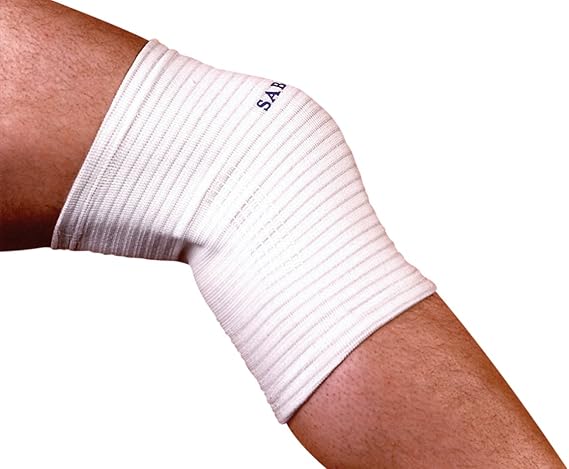 Sabona Copper Thread Knee Support, White and Blue Knee Support Band, Large/X-Large, 13.5-17.5