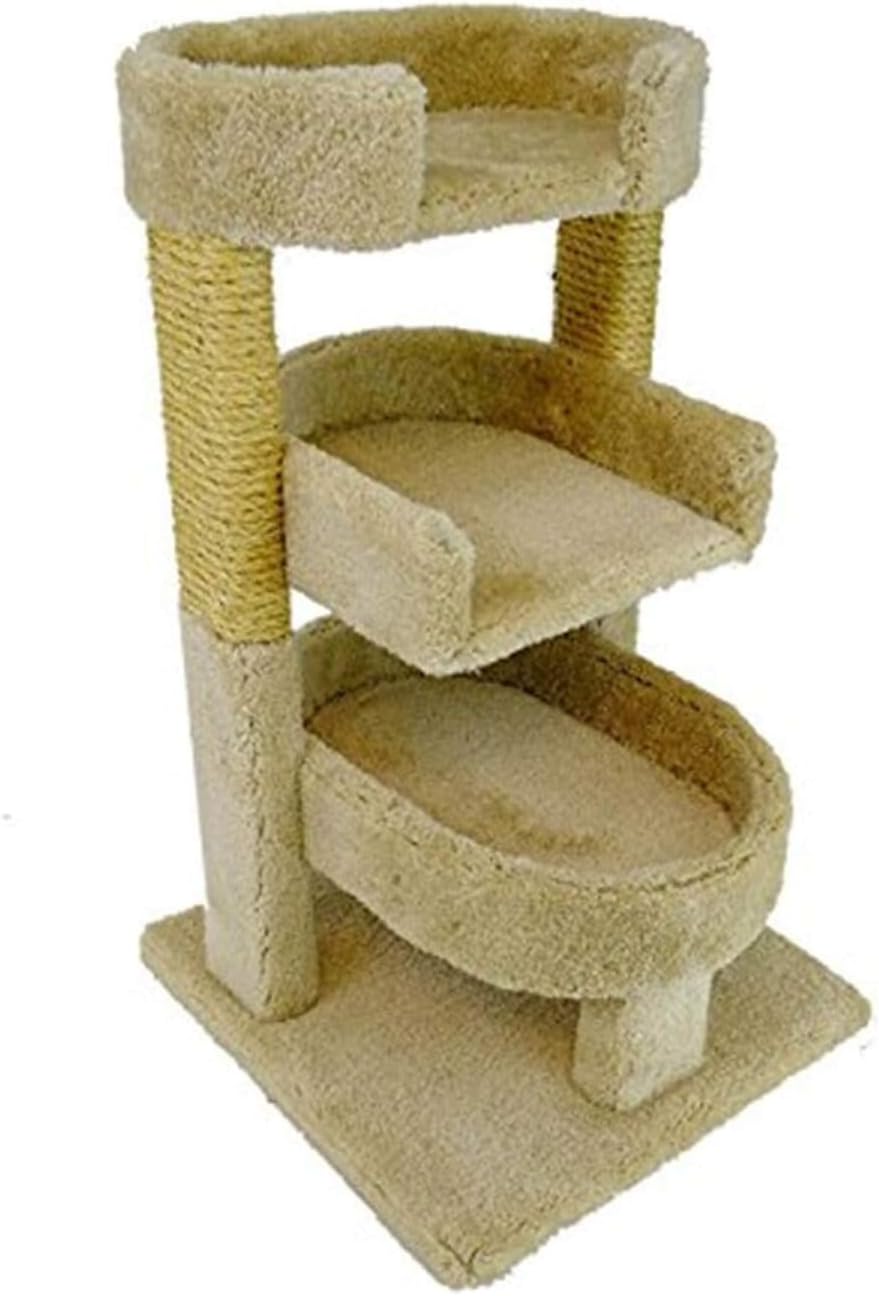 New Cat Condos 110112-Beige Round 33 Triple Cat Perch