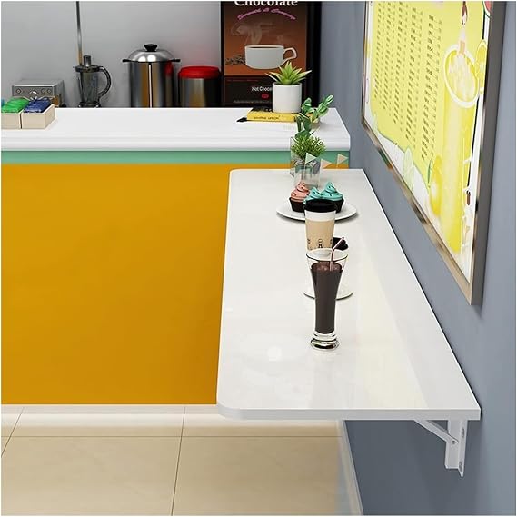 White Folding Computer Desk 60cm 70cm 80cm 90cm 100cm 120cm | Wall Table For Small Spaces Home Office Work | Foldable Kitchen Breakfast Bar Table Wall Mounted, Fold-down Desk(100x30cm)
