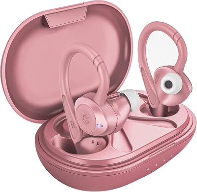 comiso Wireless Earbuds Bluetooth Headphones, True Wireless in Ear Bluetooth 5.1 Earbuds with Microphone, Deep Bass, IPX7 Waterproof Loud Voice Earphones for Sport Outdoor Running Gym WorkoutPink