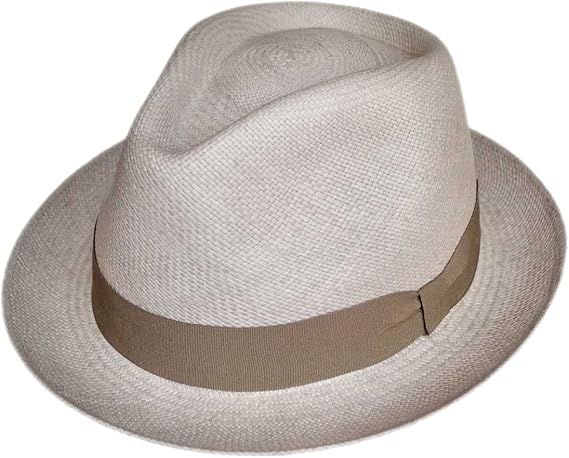 Teardrop Classic Straw Fedora - Short Brim - Many Colors - Brisa Weave - Handwoven in Ecuador - Travel Hat Box Included (Vintage Brown, Large)