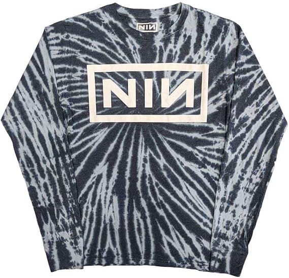 Nine Inch Nails T Shirt Band Logo Official Unisex Long Sleeve Dip Dye Blue