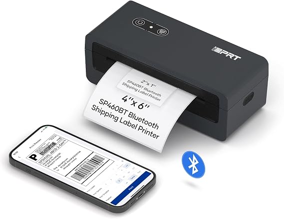 iDPRT Bluetooth Shipping Label Printer for MAC Windows Phone(iOS, Android) Thermal Label Printer for Small Business and Shipping Package, 4X6 Printer Used for Amazon, Ebay, UPS, USPS, Compact