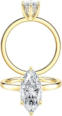 Diamond Wish IGI Certified 1 to 2 Carat Marquise Cut Lab Grown Diamond Hidden Ribbon Halo Engagement Ring for Women in 14k Gold G-H, VS-SI, cttw Anniversary Promise Ring Size 4 to 9