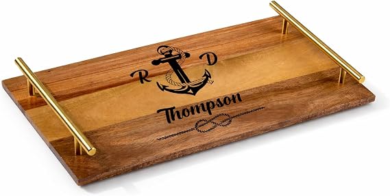 Personalized Serving Tray - Serving Tray with Handles - Acacia Wood Serving Tray - Wood Serving Tray - Housewarming Gift - Wedding Gift