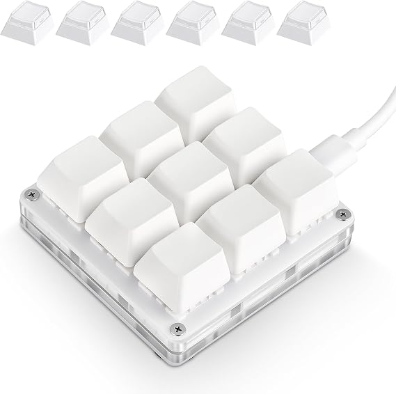Mini White 9 key Programmable Shortcut Key Keyboard for Game Office Working