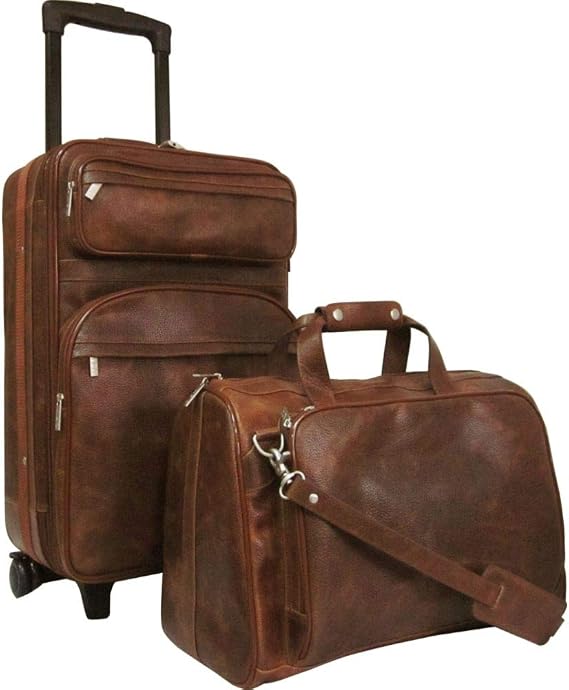 Amerileather Waxy Brown Leather Two Piece Set Traveler