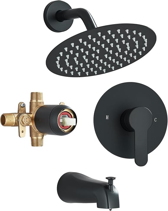 Shower Faucet Set with Tub Spout,8" Bathtub Faucet-Matte Black
