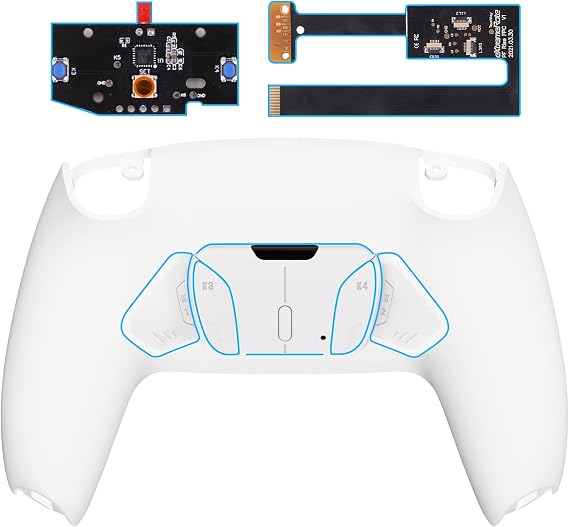 eXtremeRate White Programable RISE4 Remap Kit for PS5 Controller BDM 010 & BDM 020, Upgrade Board & Redesigned Back Shell & 4 Back Buttons for PS5 Controller - Controller NOT Included