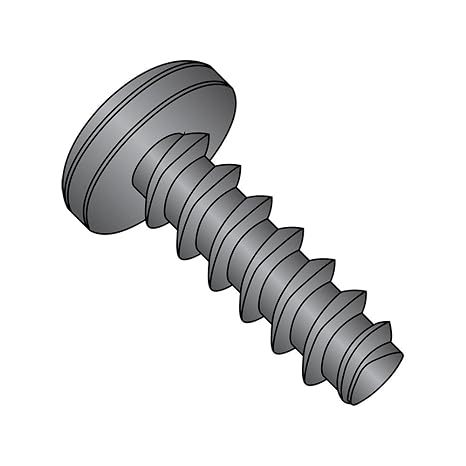 Small Parts 0204LPPBZ Steel Thread Rolling Screw for Plastic, Black Zinc Plated, Pan Head, Phillips Drive, #2-28 Thread Size, 1/4" Length (Pack of 100)