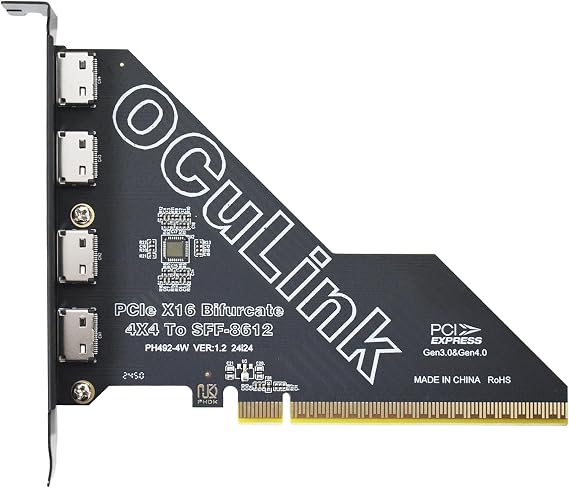 PCIe 4.0 x16 to Oculink SFF-8612 External SFF-8611 Adapter Card