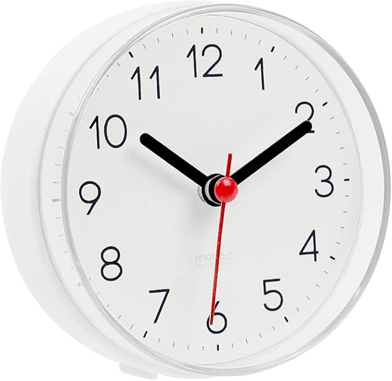 mooas 2WAY Silent Waterproof Bathroom Clock (White)