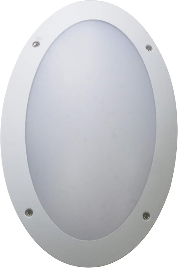 LED Outdoor Light Wall/Ceiling 12W Oval White Bulkhead IP65 6000K Weatherproof LEDBRITE [Energy Class A++] [Energy Class A++]