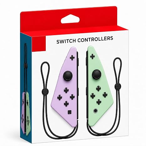 3-IN-1/Pack for Switch Controller (L/R) with Wrist-Straps Accessories, Protective Case & Joystick Caps, Support /Dual Vibration/Motion/Wake-up/Screenshot. [Purple & Green].