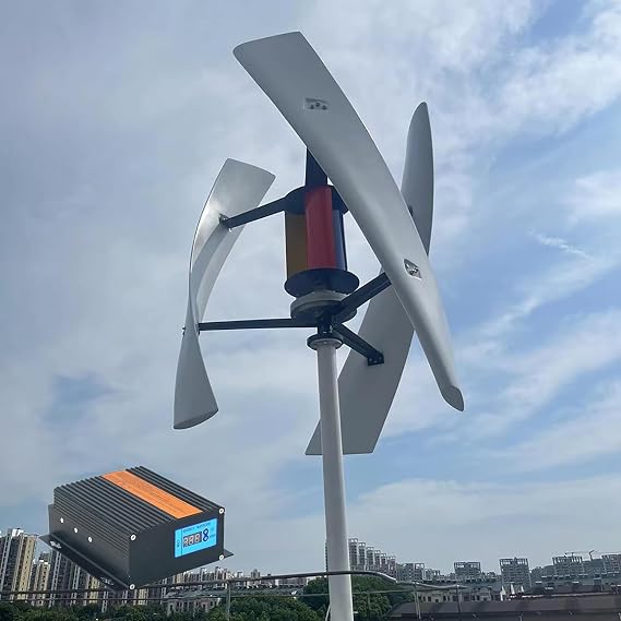 CHRISK 9000W Vertical Wind Turbine Generator VAWT Axis Maglev Generators Wind Turbine Kits for Off Grid with LCD MPPT Charge Controller
