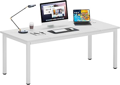 DlandHome Executive Office Desk - Large Computer Table, Study & Writing Desk Workstation for Home Office, 70.8 x 31.5 inch, White