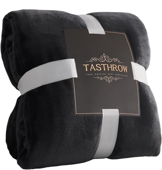 TASTHROW Large Flannel Fleece Throw Blanket, 5070 Inch - Black