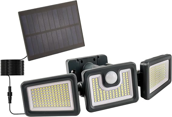Solar Motion Sensor Lights - 312 LED Waterproof Flood Security 3 Head Adjustable with 270 Wide Lighting Angle Solar Powered Lights Wall Light for Garden Yard Patio Pathway