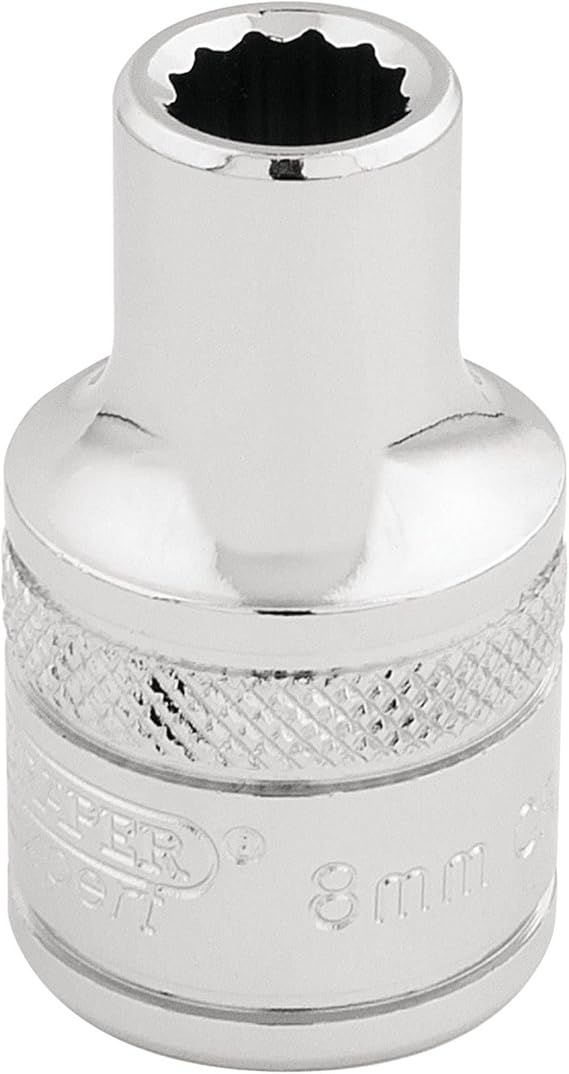 Draper 33038 1/2" Square Drive 12 Point Socket, 8mm Size