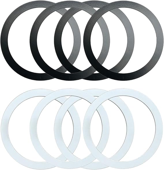 Doflyesky Universal Metal Ring for Mag Safe Charger/Wallet/Car Mount - Ultra-Thin Magnetic Sticker with 360 Rotation, Compatible for iPhone 12-16 Series & Galaxy S20-S24, 6 Pack (3 Black & 3 White)