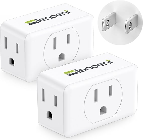 LENCENT 2 Prong to 3 Prong Outlet Adapter, Wall Plug Extender