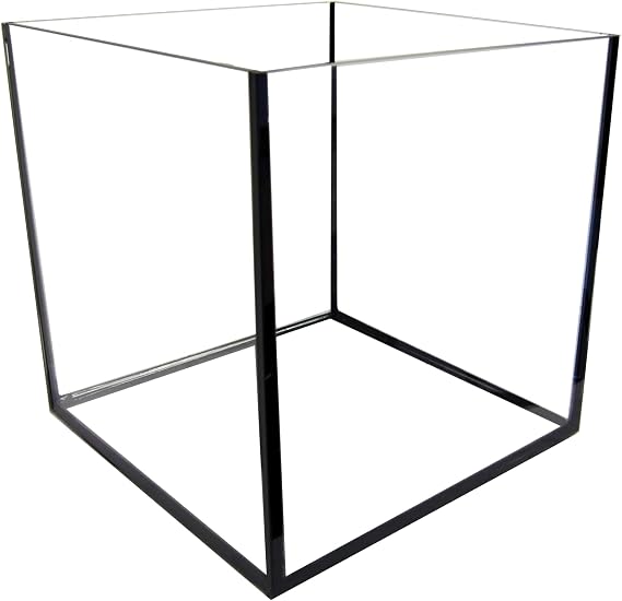 4 Gallon Rimless Desktop Aquarium - 9.875x9.875x9.875 INCHES (25CMx25CMx25CM) - Includes Free Leveling Pad - Commercial Grade Black Sealant
