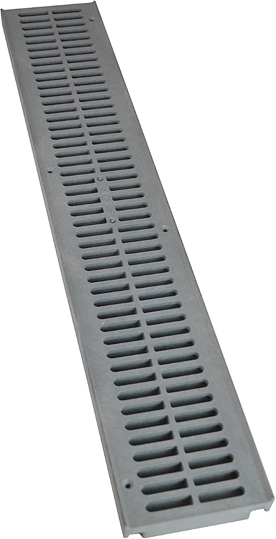 NDS 241-1 Spee-D Channel Drain Grate, Plastic, 4-1/8-Inch wide X 2-Feet long, for Driveways, Patios, Pool Decks and Commercial Areas, Gray