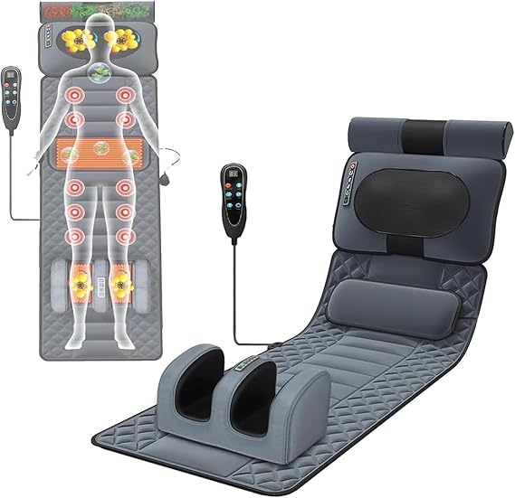 Full Body Heating Massage Mattress,Full Body Massage Mat with Heat 20 Heads Vibrating Massage Mattress Pad,Foldable Storage,9 Gear Massage /3 Timing,Gifts for Women,Men