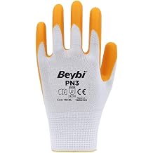 Beybi PN3 Polyester Örme Nitril Eldiven Sarı, Güvenlik İş Eldiveni, Nitril İş Eldiveni (Boyut-L, Boyut-XL, Sarı, 2 Çift)