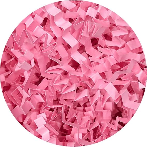 LKQBBSZ Crinkle Cut Paper, Shredded Confetti Paper for Gift Basket Filling Easter Box Wrapping Stuffing Supplies (Pink)