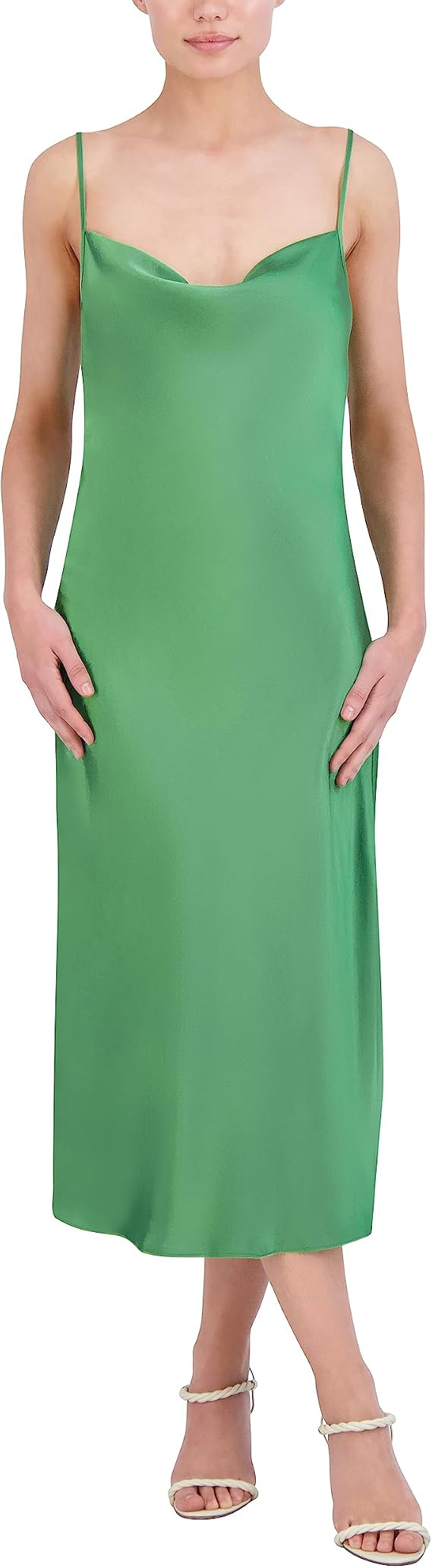 BCBGMAXAZRIA Women's Cowl Neck Sleeveless Slip Midi Dress