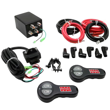 WINCHMAX Complete 12V Electric Winch Control Box for ATV, Trailer or Utility Winch up to 6,000lb, Handlebar Switch. Twin Long Range Wireless Remote Controls