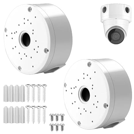 2-Pack Dome Camera Junction Box Universal Dome Security Camera Mount Box Hide Cable Bracket Indoor Dome Camera Cover Base Junction Box for Dome Cameras (2)