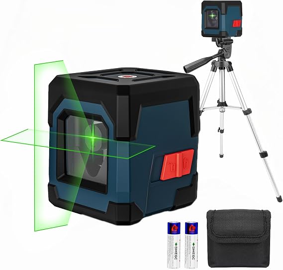 Laser Level, RockSeed Cross Line Laser with Self-Leveling, Vertical and Horizontal Line, Rotatable 360 Degree, Carrying Pouch, Battery Included (Green)