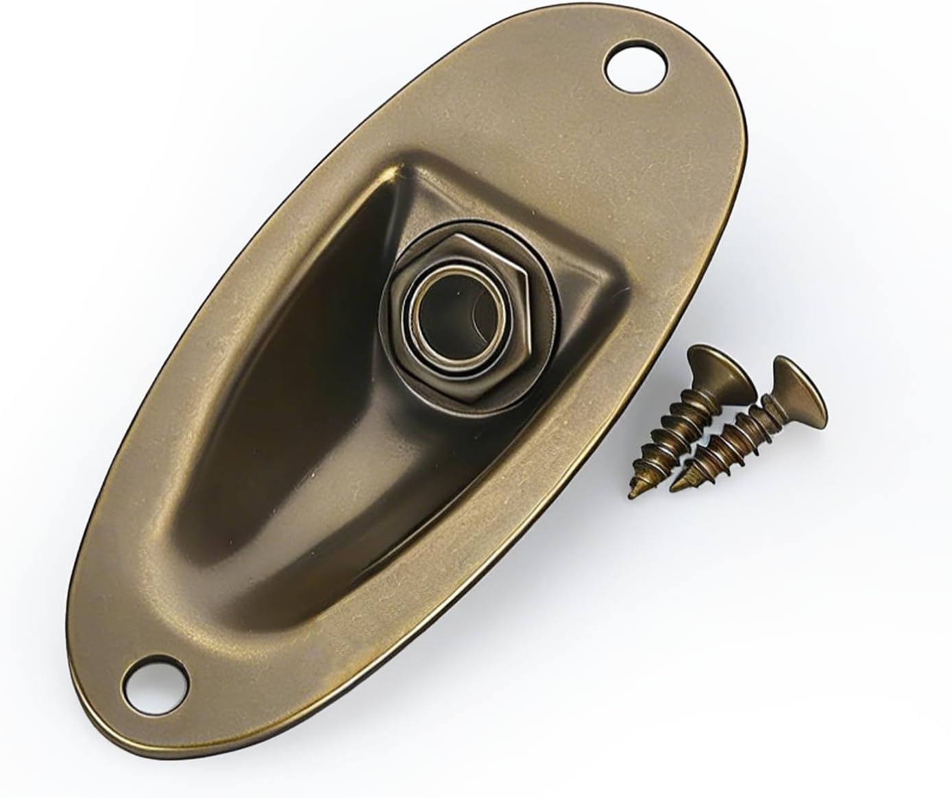 Guitar Input Jack Socket Plate Output Loaded Boat Style 1/4 Inch with Screws for Fender Stratocaster Strat St Mono Electric Guitar for Electric Guitar Replacement Parts (Bronze)