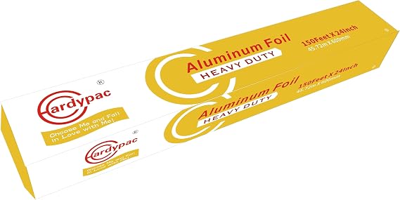 24 inch extra wide Heavy Duty Aluminum Foil Roll, 23 Micron Thick, 300SQFT, 24 Inch x 150 Feet, kitchen wide tin foil grill foil for cooking, baking, wrapping, BBQ aluminum foil heavy duty.
