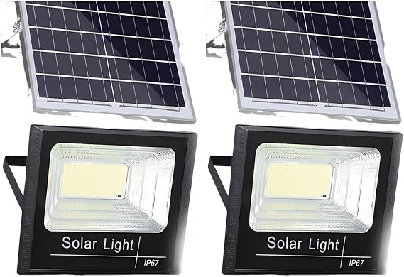 Solar Flood Light with Remote Control, Dusk to Dawn Security Light, IP67 Waterproof for Outdoor Areas