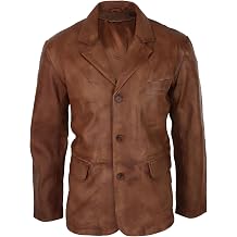 Infinity Mens Real Leather Jacket Black Smart Casual Classic Blazer Retro Vintage