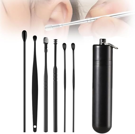 Ear Wax Removal Kit, 2026 Upgrade Ear Cleaner Ear Pick Earwax Removal Kit Earwax Removal Tool with Portable Case, Household Portable Manual Ear Wax Removal Kit for Men and Women (Black B)