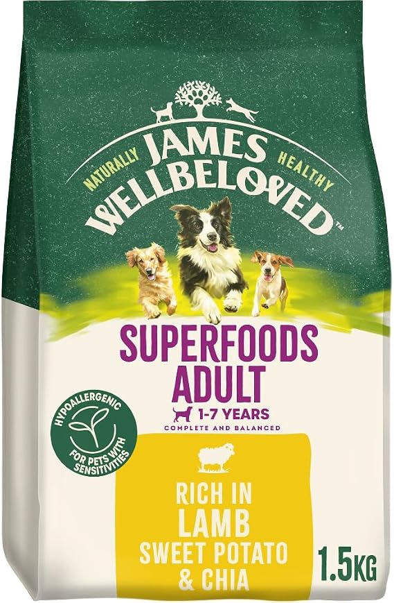 James Wellbeloved Dog Superfoods Hypoallergenic Dry Food Adult Lamb Sweet Potato 1.5 kg