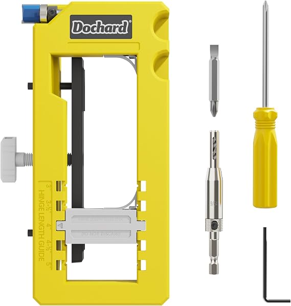 Door Hinge Jig, Mortiser, Router Jig, Template, Installation Kit, Fits 3'-5' Length & 1/4'-5/8' Thickness, Matt Finish, Green, Plastic