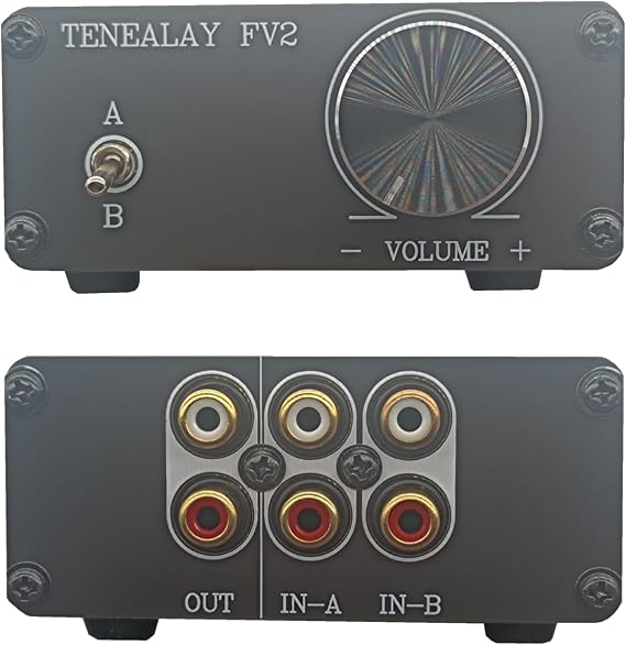 HiFi RCA Passive Preamp Stereo Audio Preamplifier with Volume Control attenuator, A/B Audio Switch selector FV2