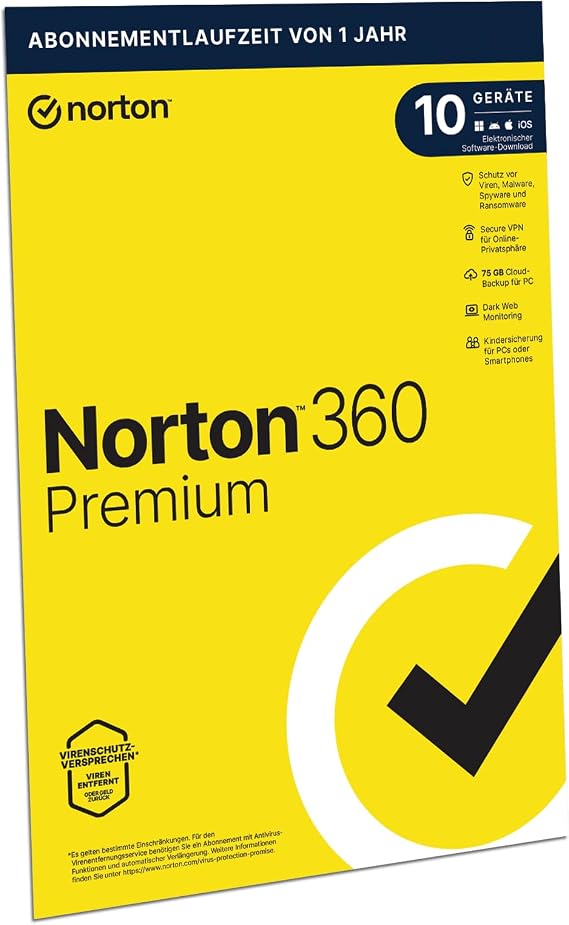 Norton 360 Premium 2023 10 devices Antivirus Unlimited Secure VPN & Password Manager 1 year PC/Mac/Android/iOS Activation code in original packaging