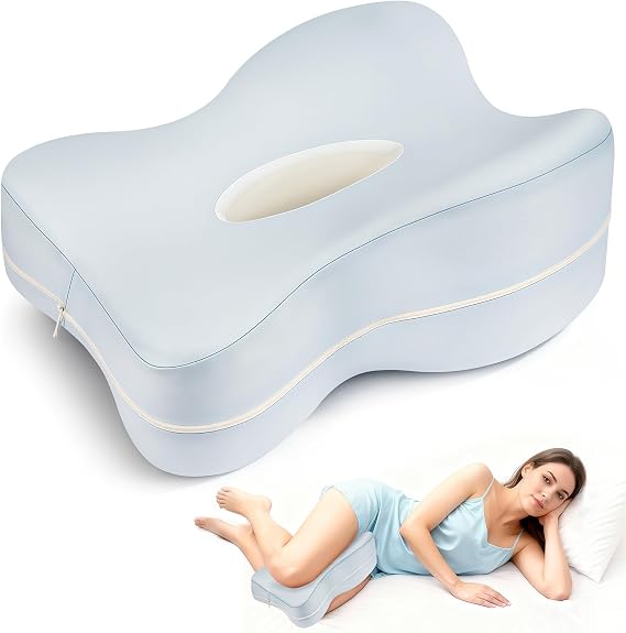 Knee Pillow for Side Sleepers Memory Foam Leg Pillow 13" Extended Design, Relieves Hip, Back & Knee Pain, Ergonomic Support Cushion with Breathable Airflow Hole, No Flattening Support